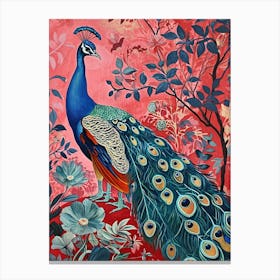 Floral Animal Painting Peacock 3 Canvas Print