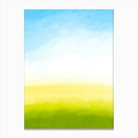 Watercolor Of A Green Field 2 Canvas Print