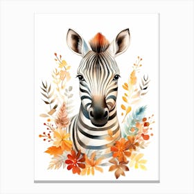A Zebra Watercolour In Autumn Colours 0 Canvas Print