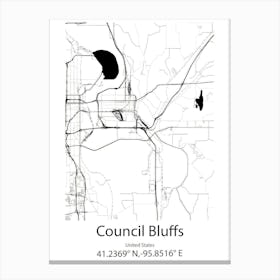 Council Bluffs,United States Minimalist Map Canvas Print