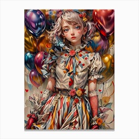 Clown Girl With Balloons Canvas Print