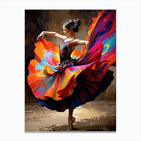 Dancer In Colorful Dress Canvas Print