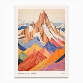 Mount Saint Elias Canada 2 Colourful Mountain Illustration Poster Canvas Print