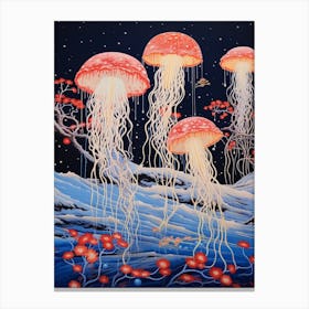 Turritopsis Dohrnii Importal Jellyfish Traditional Japanese Illustration 1 Canvas Print