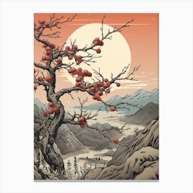 Ume Japanese Plum 1 Japanese Botanical Illustration Canvas Print