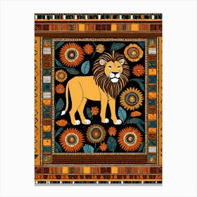 African Quilting Inspired Art of Lion Folk Art, Poetic Colors, 1228 Canvas Print