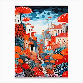 Sorrento, Italy, Illustration In The Style Of Pop Art 3 Canvas Print