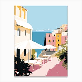 Amalfi, Italy, Flat Pastels Tones Illustration 2 Canvas Print