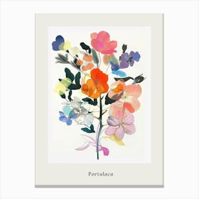 Portulaca 2 Collage Flower Bouquet Poster Canvas Print