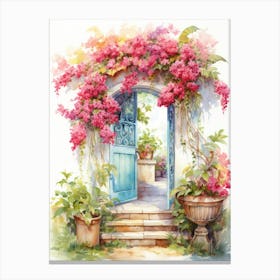 Amalfi, Italy   Mediterranean Doors Watercolour Painting 7 Canvas Print