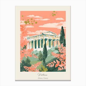 Parthenon   Athens, Greece   Cute Botanical Illustration Travel 2 Poster Canvas Print