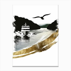 Ship On The River Canvas Print