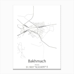 Bakhmach,Ukraine Minimalist Map Canvas Print