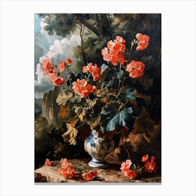 Baroque Floral Still Life Geranium 1 Canvas Print