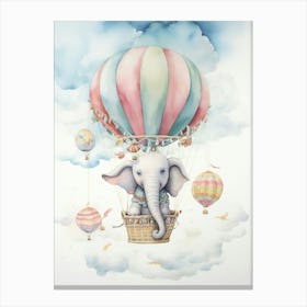 Baby Elephant 3 In A Hot Air Balloon Canvas Print