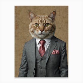 Cat In A Suit 19 Canvas Print