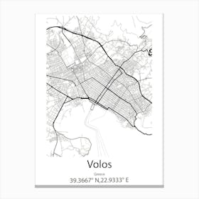 Volos,Greece Minimalist Map Canvas Print