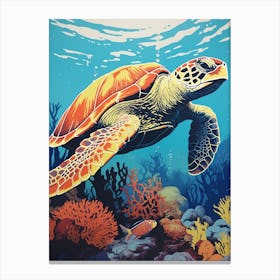 Sea Turtle Exploring The Ocean 2 Canvas Print