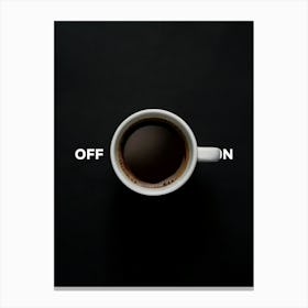 The "Coffee Power", Art Description: Minimalist-inspired photography.  Ideal for: This artwork is perfect for a kitchen, home office, or café setting, where its clever design can serve as a playful reminder of how coffee fuels productivity. Off On Coffee! Canvas Print