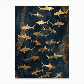 Gold Sharks Canvas Print