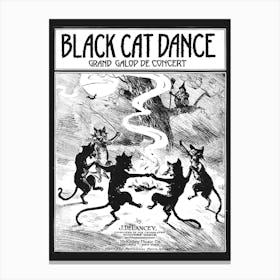 THE BLACK CAT DANCE - Vintage Poster J Delancey - Remastered 1920s Drawing Famous Retro Art Deco Cats Dancing Ultimate Cat Lady Heaven Cool High Definition Canvas Print