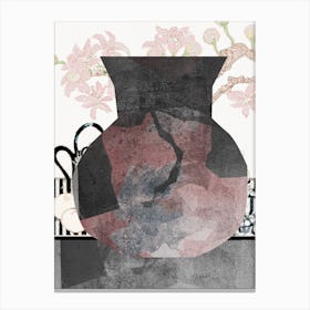 Abstract Still Life With Urn, Rose And Slate, Collage No.12923-07 Canvas Print