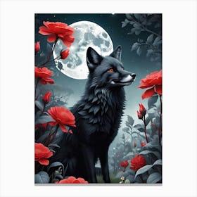 Wolf In The Moonlight Canvas Print