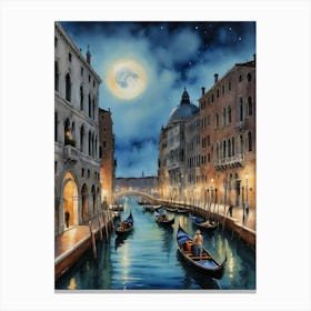 Venice At Night Venice: A Gondola's Perspective Canvas Print