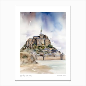 Mont Saint Michel 3 Watercolour Travel Poster Canvas Print