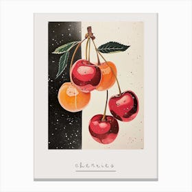 Art Deco Abstract Cherries Poster Canvas Print