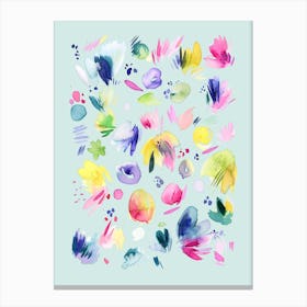 Abstract Watercolour Summer Flowers Canvas Print