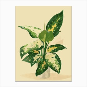 Dieffenbachia Plant Minimalist Illustration 1 Canvas Print