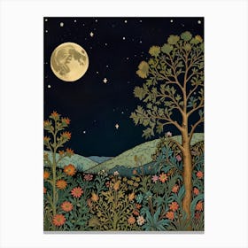 Moonlight In The Woods Style William Morris 8 Canvas Print