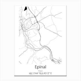 Epinal,France Minimalist Map Canvas Print