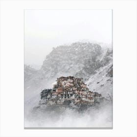 Mysterious Abandoned Village In The Mountains, Oil Painting Canvas Print