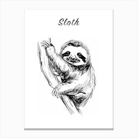 B&W Sloth Poster Canvas Print