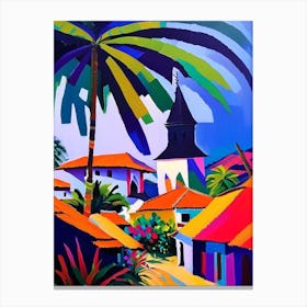 Canggu Indonesia Colourful Painting Tropical Destination Canvas Print
