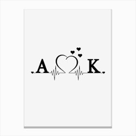 Personalized Couple Name Initial A And K Canvas Print