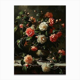 Baroque Floral Still Life Camellia 3 Canvas Print