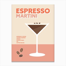 Espresso Martini Cocktail Pink Colourful Coffee Wall Art Canvas Print