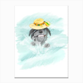 Gorgeous George , a mixed breed dog - Messing about in the River Canvas Print