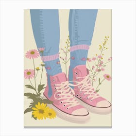 Pink Sneakers And Flowers 7 Canvas Print