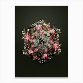 Vintage Pink Clover Flower Wreath on Olive Green n.2836 Canvas Print