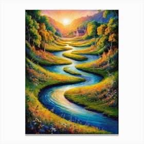 River In The Valley Canvas Print