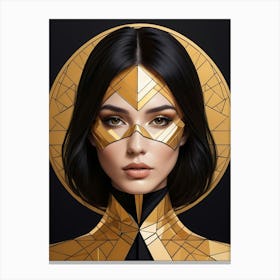 Geometric Woman Portrait Luxury Gold (30) Canvas Print