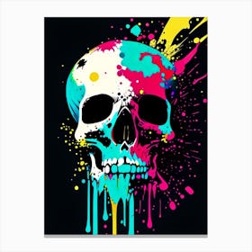 Skull With Splatter Effects 1 Pop Art Canvas Print