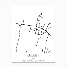 Ocotlan De Morelos,Mexico Minimalist Map Canvas Print