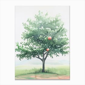 Peach Tree Atmospheric Watercolour Painting 2 Canvas Print