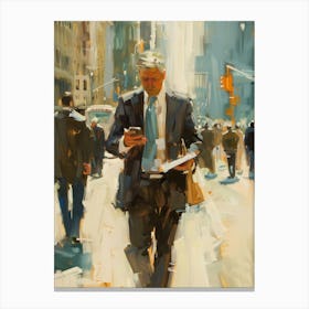 Man On His Cell Phone Canvas Print