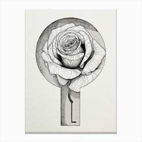 English Rose Key Line Drawing 3 Canvas Print
